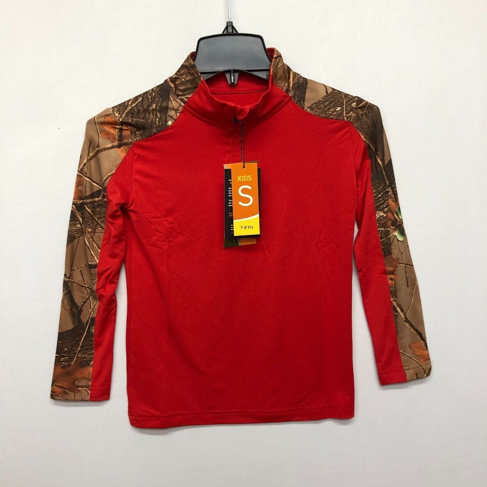 NWT Trail Crest Kids Boy 1/4 Zip Pullover Top Shirt Size Small Outdoor M102 -18